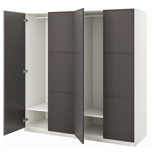 PAX / MERÅKER Wardrobe, white/dark grey, 200x60x201 cm