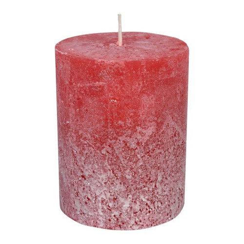 Rustic Candle 9cm, red/silver