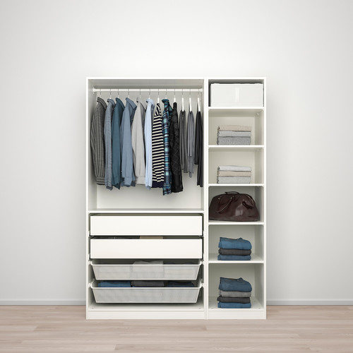 PAX / FARDAL/ÅHEIM Wardrobe combination, high-gloss white/mirror glass, 150x60x201 cm