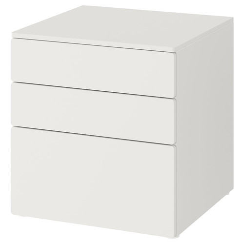 SMÅSTAD / PLATSA Chest of 3 drawers, white, white, 60x55x63 cm