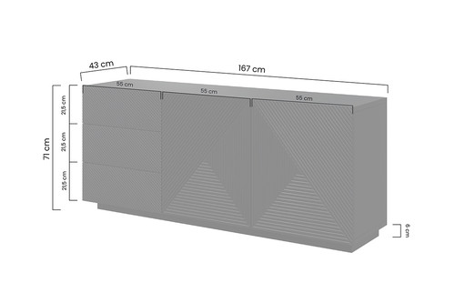 Cabinet with Doors & Drawers Asha 167cm, cashmere