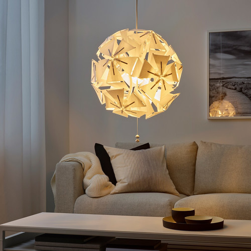 RAMSELE Pendant lamp, geometric, white, 43 cm