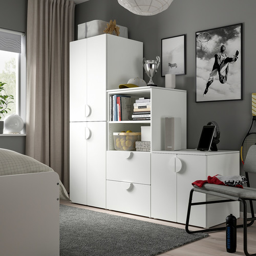 SMÅSTAD / PLATSA Storage combination, white/white, 180x57x181 cm