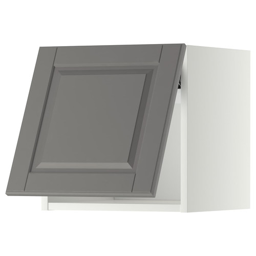 METOD Wall cabinet horizontal w push-open, white/Bodbyn grey, 40x40 cm
