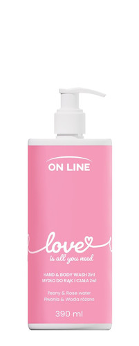 ON LINE Hand & Body Wash 2in1 Love Peony & Rose Water Vegan 390ml