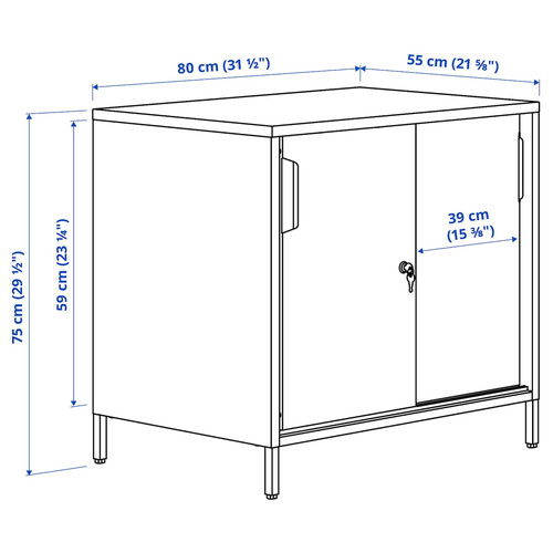 TROTTEN Cabinet with sliding doors, anthracite, 80x75 cm