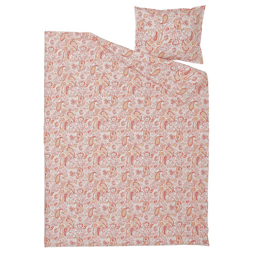 RODGERSIA Duvet cover and pillowcase, pink/white, 150x200/50x60 cm