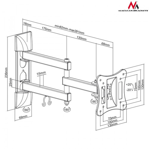 TV Wall Mount 13-27" 15 kg MC-719, black