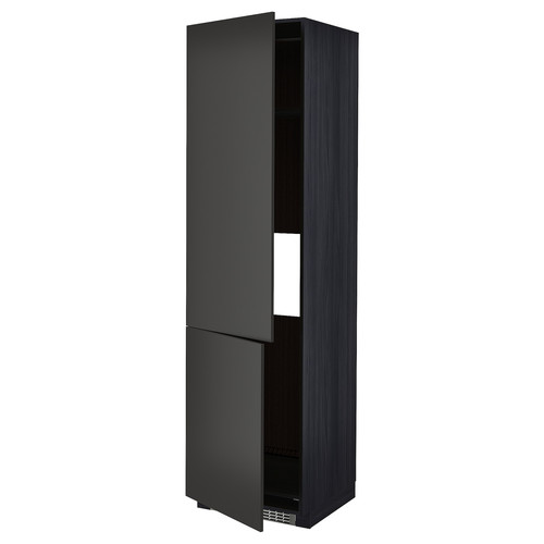 METOD High cab f fridge/freezer w 2 doors, black/Nickebo matt anthracite, 60x60x220 cm