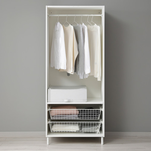 PLATSA Wardrobe with 2 doors, white/Kalbåden lively pine effect, 80x57x191 cm