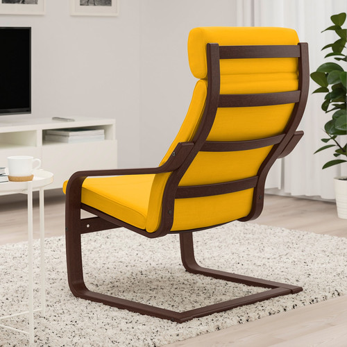 POÄNG Armchair, brown/Skiftebo yellow