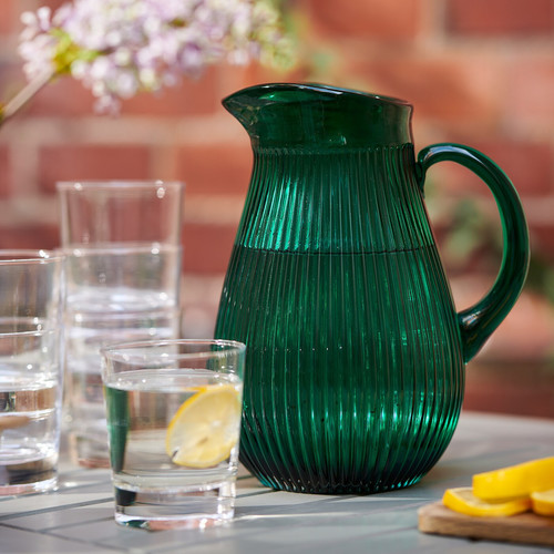 SÄLLSKAPLIG Jug, patterned, green, 2 l