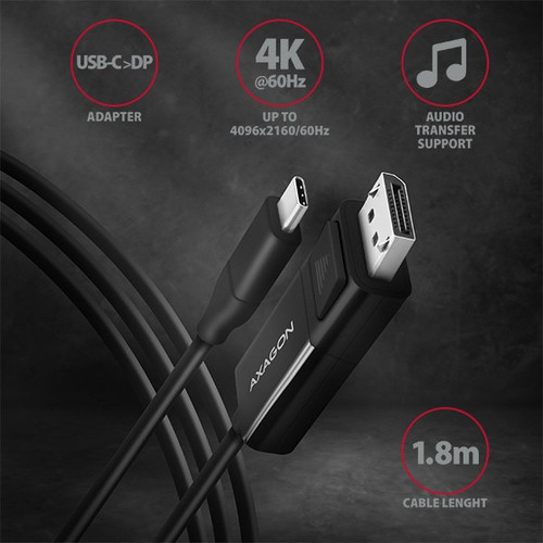 AXAGON Cable USB-C - DisplayPort 1.8m