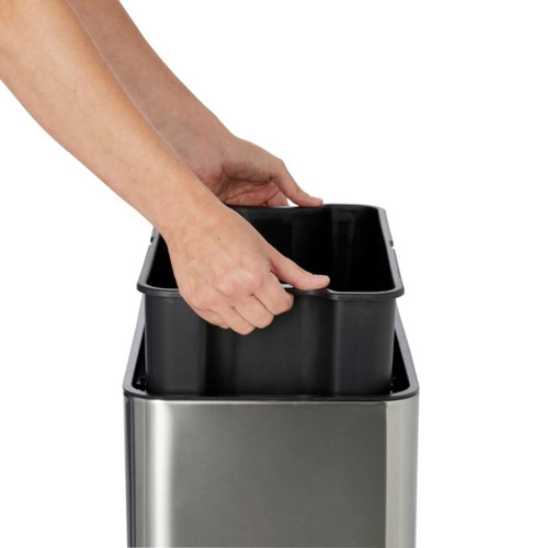 Cooke & Lewis Drosera Rectangular Sensor Bin 45l, brushed stainless steel