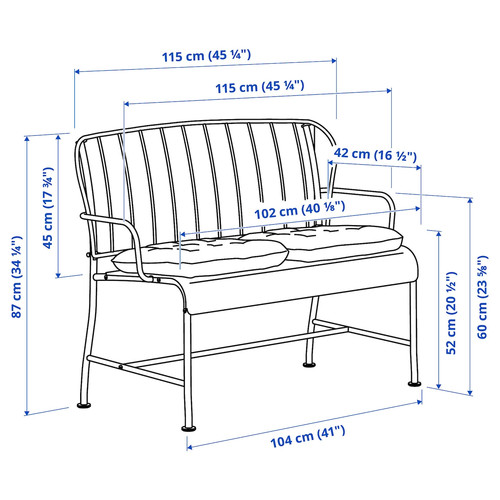 LÄCKÖ 2-seat sofa, outdoor, grey/Kuddarna light grey-beige