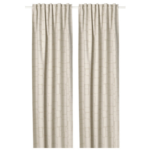 LÖNNSTÄVMAL Block-out curtains, 1 pair, beige, 145x300 cm