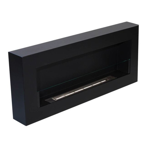 Wall-mounted Biofireplace Box 900 x 400 mm, with glass, black