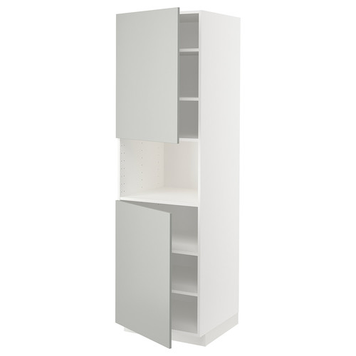 METOD High cab f micro w 2 doors/shelves, white/Havstorp light grey, 60x60x200 cm