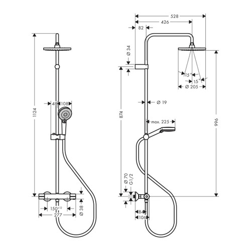 Hansgrohe Shower Set Blend 200, thermostatic mixer, chrome