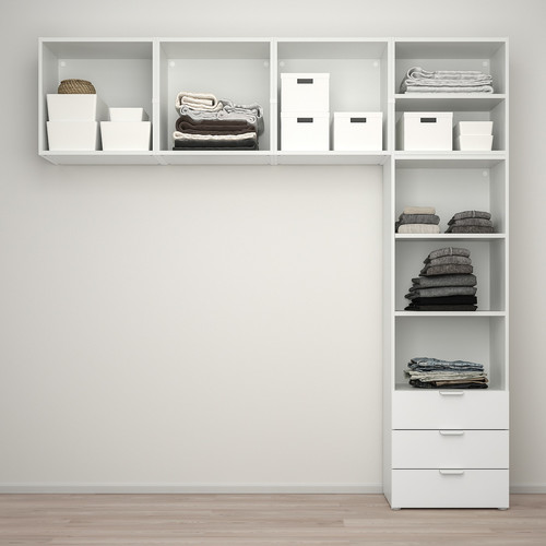 PLATSA Wardrobe with 5 doors+3 drawers, white/Fonnes white, 240x42x241 cm