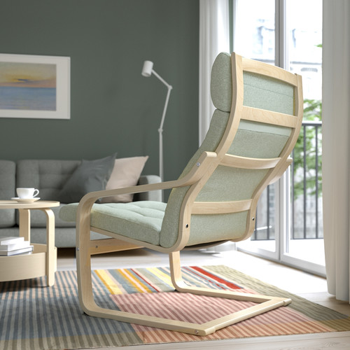 POÄNG Armchair, birch veneer/Gunnared light green