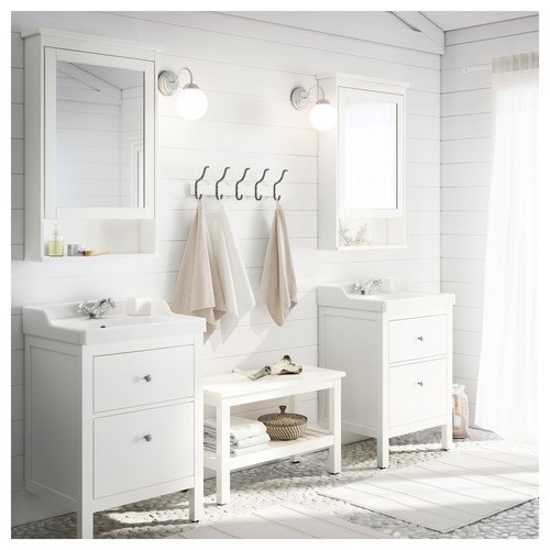 HEMNES / RÄTTVIKEN Wash-stand with 2 drawers, white, Runskär tap, 62x49x89 cm