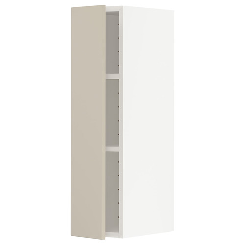 METOD Wall cabinet with shelves, white/Havstorp beige, 20x80 cm