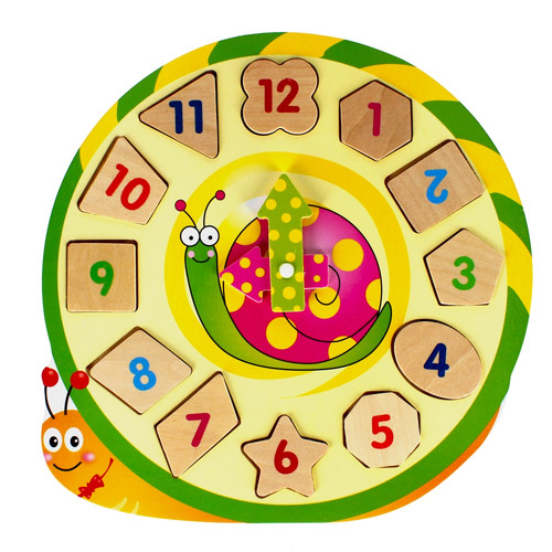 Wooden Educational Clock, random patterns, 1pc, 3+