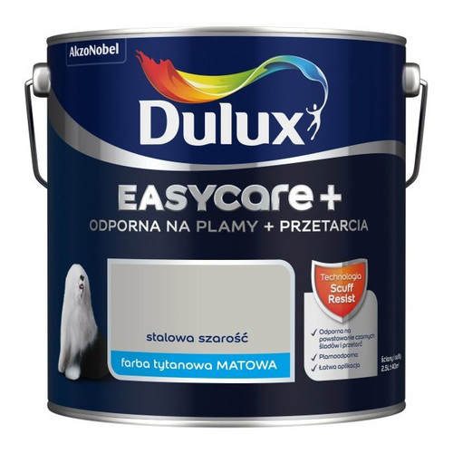 Dulux EasyCare+ Washable Durable Matt Paint 2.5l steel grey