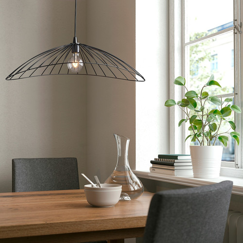 MOTSJÖ Pendant lamp shade, black, 60x40 cm