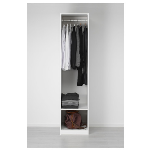 PAX / ÅHEIM Wardrobe combination, white/mirror glass, 50x60x201 cm