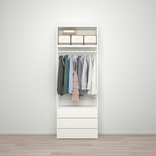 PLATSA Wardrobe with 2 doors+3 drawers, white, Fonnes white, 80x42x221 cm