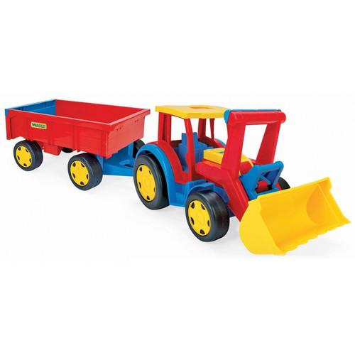 Wader Tractor Giant with Shovel and Trailer, assorted colours, 117cm 12m+