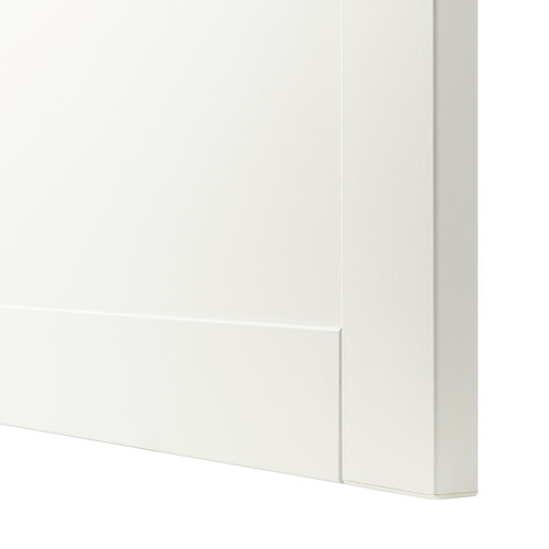 BESTÅ Storage combination w doors/drawers, white/Hanviken/Stubbarp white clear glass, 120x42x213 cm