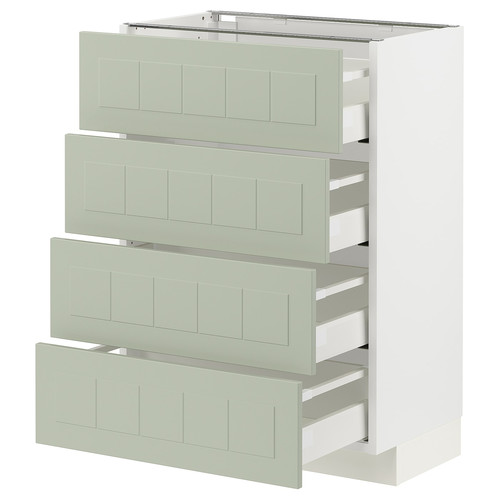 METOD / MAXIMERA Base cab 4 frnts/4 drawers, white/Stensund light green, 60x37 cm