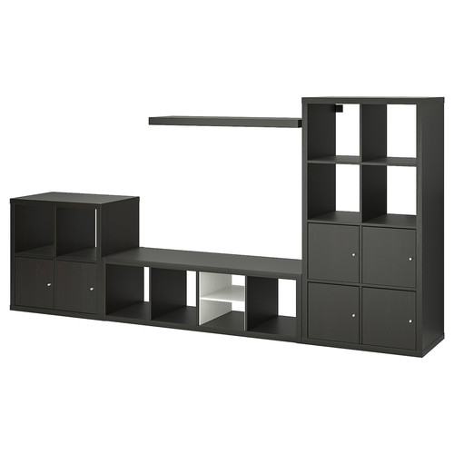 KALLAX / LACK Storage combination with shelf, black-brown, 301x39x147 cm