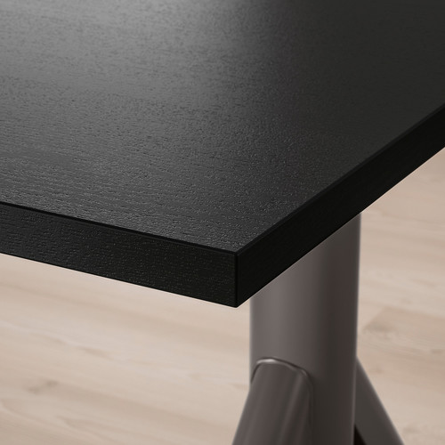 IDÅSEN Desk sit/stand, black/dark grey, 120x70 cm