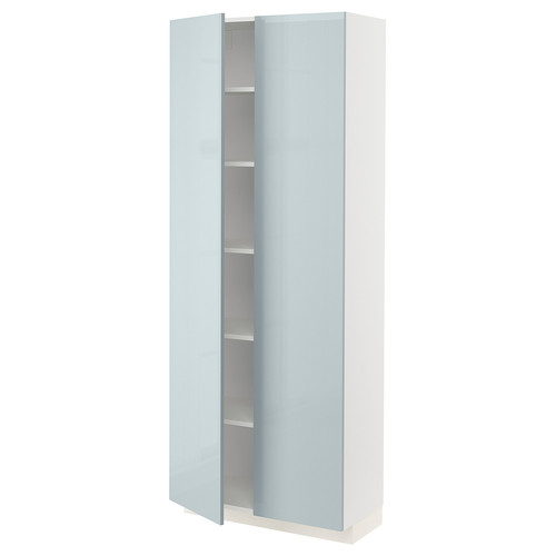 METOD High cabinet with shelves, white/Kallarp light grey-blue, 80x37x200 cm