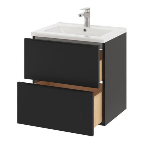 Goodhome Wall-mounted Basin Cabinet Imandra 60cm, matt black