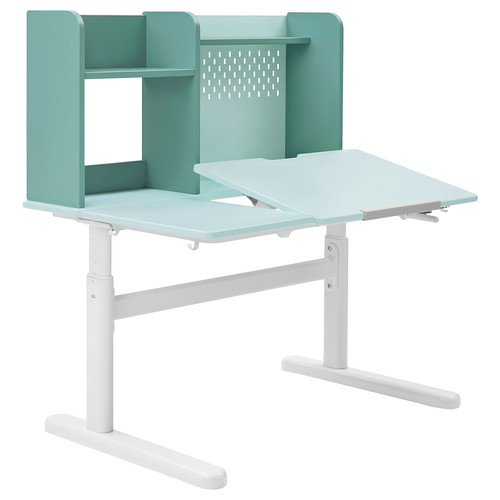 BERGLÄRKA Desk top and shelf, turquoise, 100x70 cm