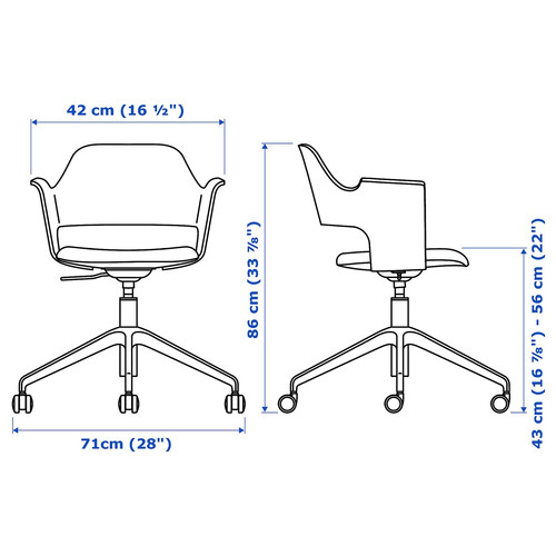 FJÄLLBERGET Conference chair with castors, white stained oak veneer, Gunnared beige