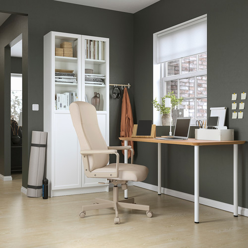 ANFALLARE / ADILS Desk, bamboo/white, 140x65 cm