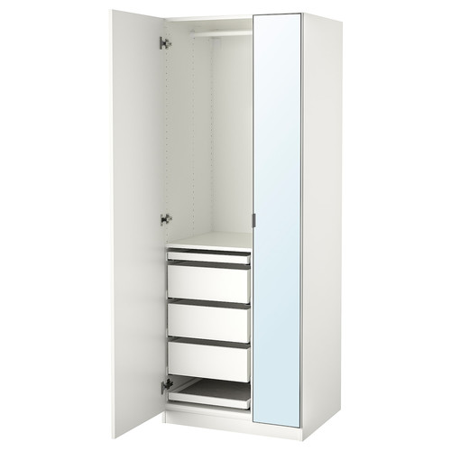 PAX / FORSAND/ÅHEIM Wardrobe combination, white/mirror glass, 75x60x201 cm