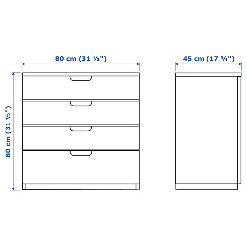 GALANT Drawer unit, black stained ash veneer, 80x80 cm