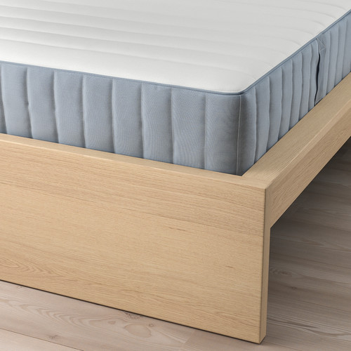 MALM Bed frame with mattress, white stained oak veneer/Valevåg firm, 90x200 cm