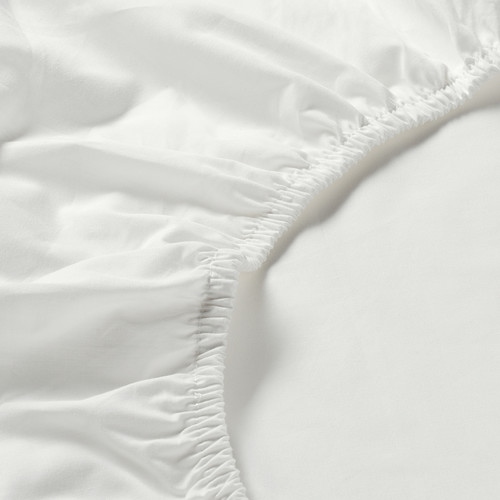 ULLVIDE Fitted sheet, white, 120x200 cm