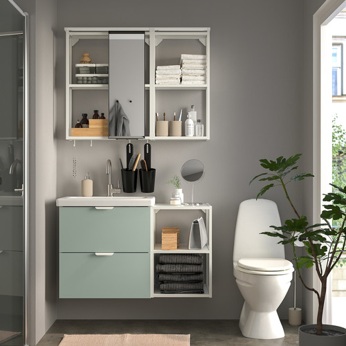 ENHET Bathroom, white/pale grey-green, 102x43x65 cm