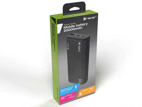 Tracer Power Bank Powerbank Amos 20000mAh QC3.0-PD20W BK, black