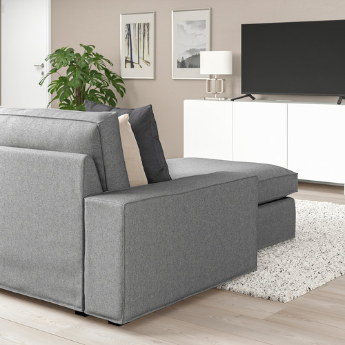 KIVIK 3-seat sofa with chaise longue, Tibbleby beige/grey