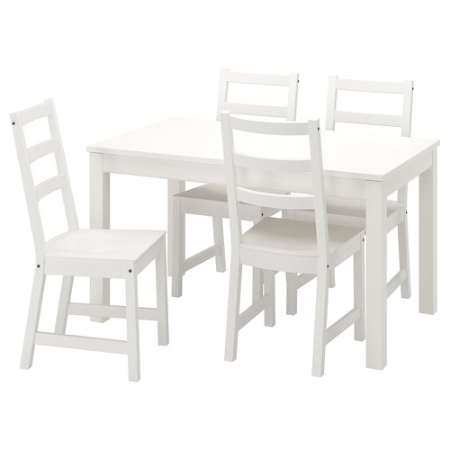 LANEBERG / NORDVIKEN Table and 4 chairs, white/white, 130/190x80 cm